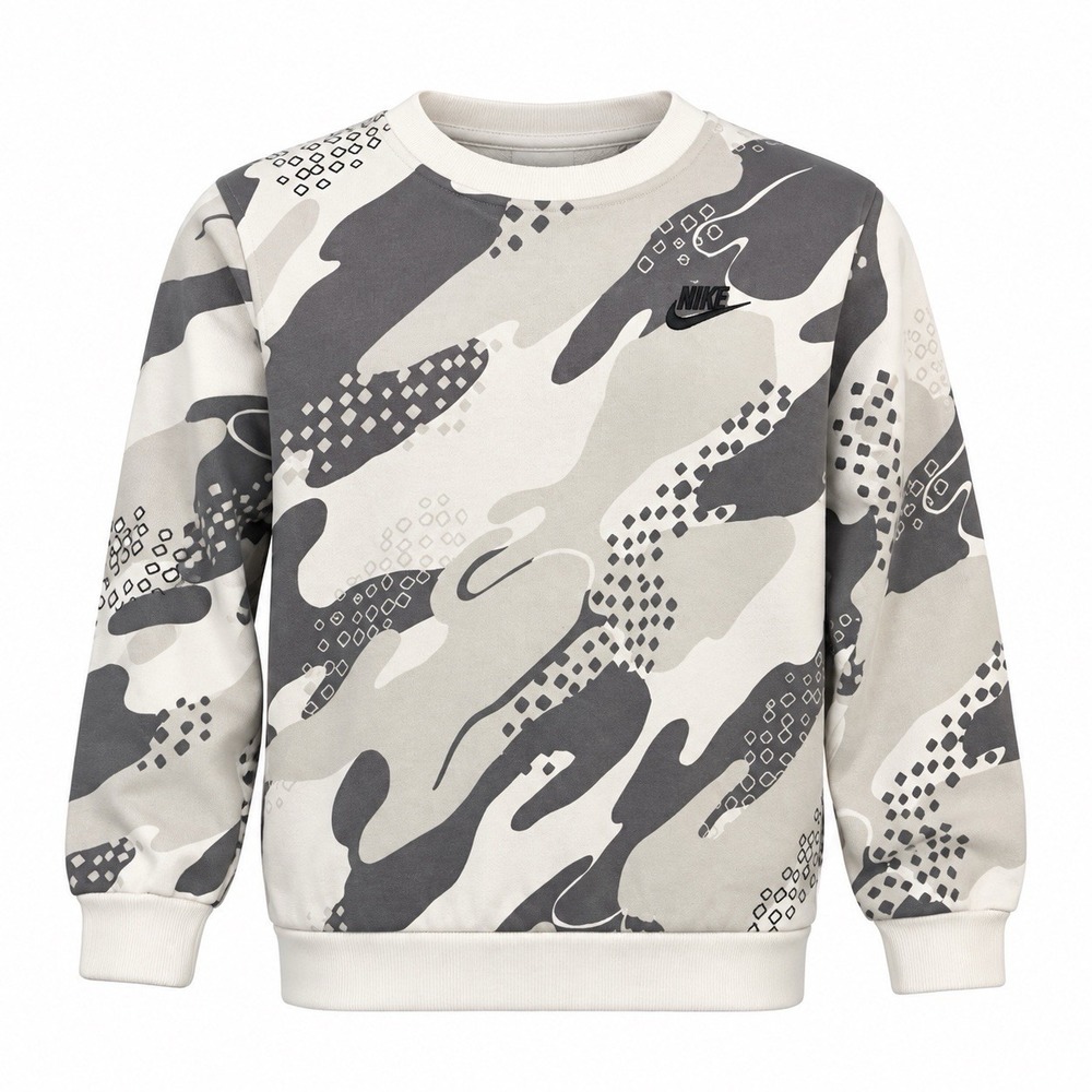 Nike Youth Medium Sweatshirt Tan Camo Long Sleeve Crew Neck Athleisure School